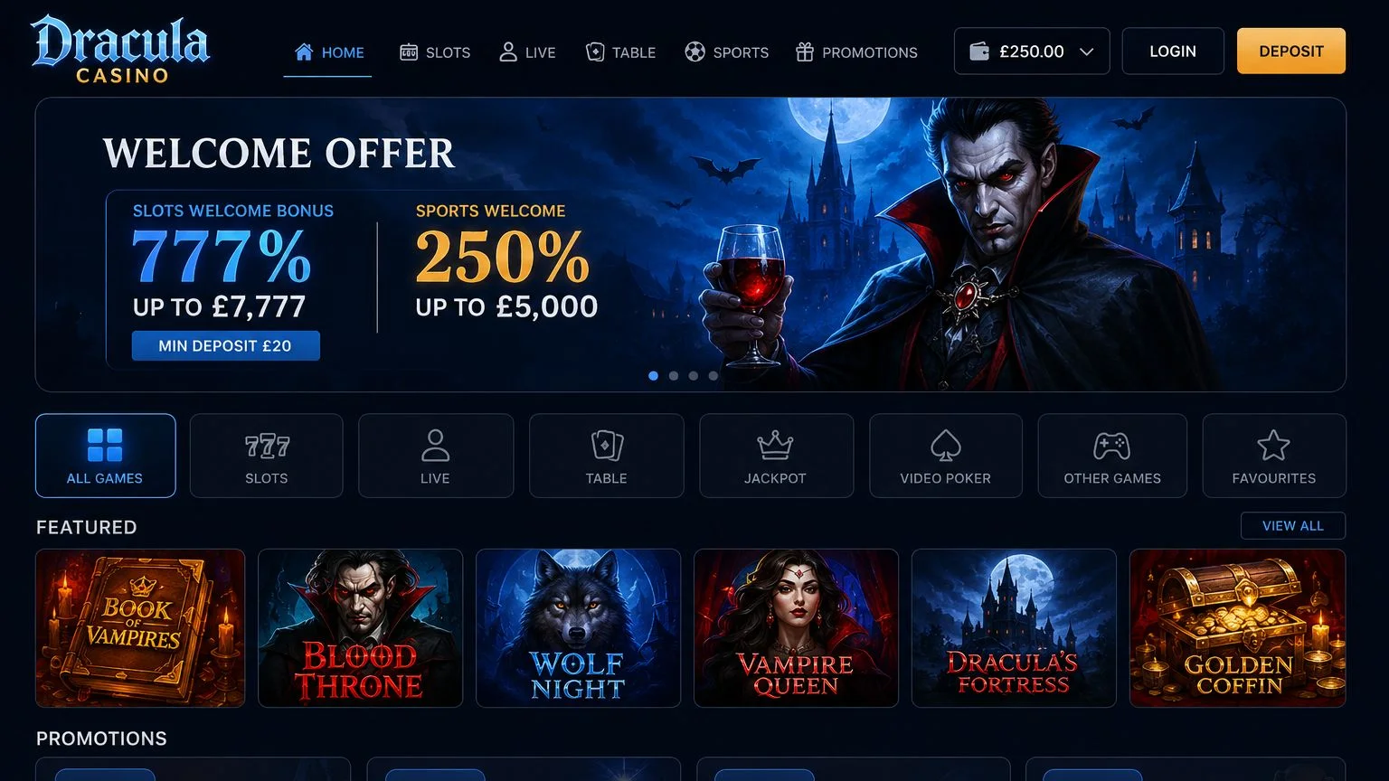 Dracula Casino overview for UK players